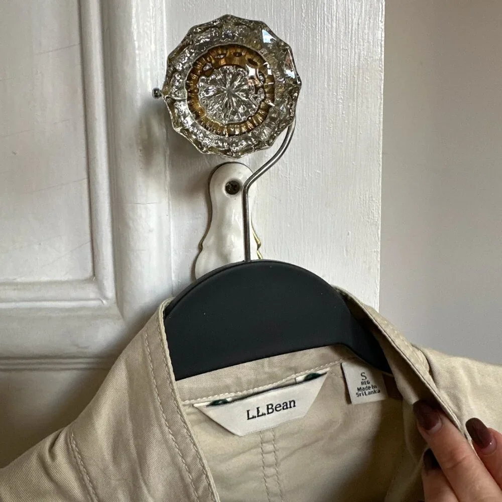 LL Bean Womens Freeport Field Utility Jacket Draw Cord Waist Khaki Safari Small - Picture 2 of 2